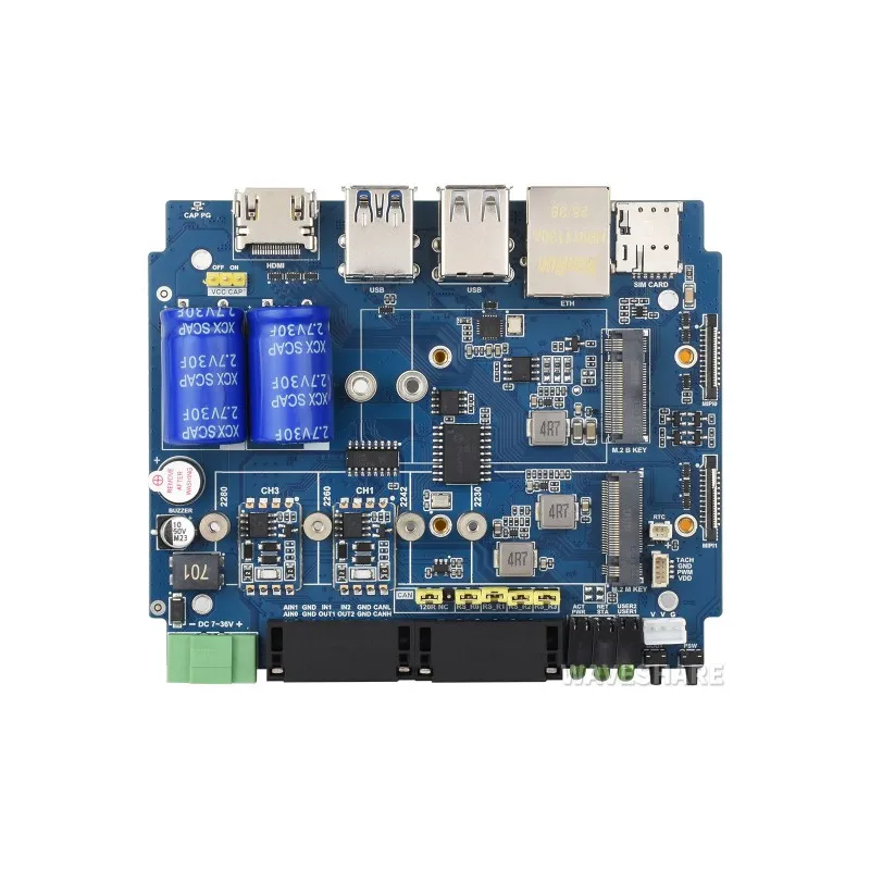 Waveshare Industrial Computer For Raspberry Pi Compute Module 5 (NOT included),1000M Ethernet RJ45 port,Supports RS485 And 4G/5G