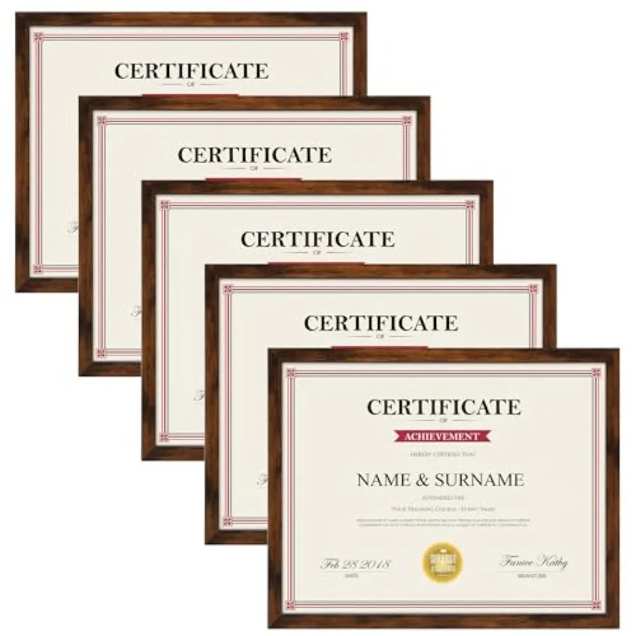 

8.5x11 Picture Frame, 8.5 by 11 Award Certificate Diploma Document Frames for Wall or Tabletop Display, 5 Pack