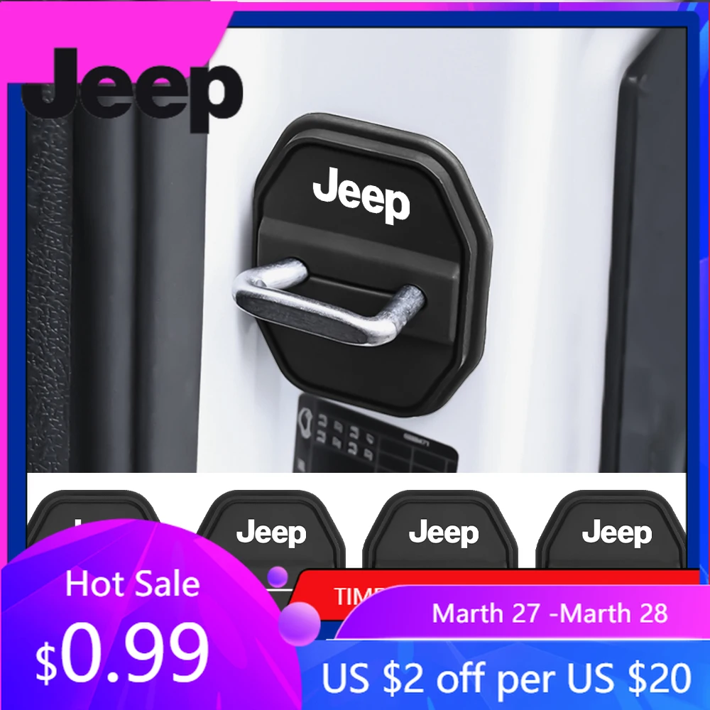 

Для Jeep: 2/4 шт. силиконовые накладки на замки дверей автомобиля, демпферы для бесшумного закрывания дверей, для Jeep Renegade, Cherokee, Commander, Patriot