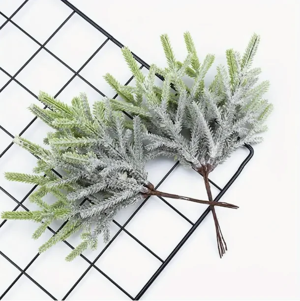 

6/10PCS Forks Pine Needle Tree Branch Artificial Plants Golden Powder Glitter Stem Candy Circle Branch Xmas Tree Party Decors