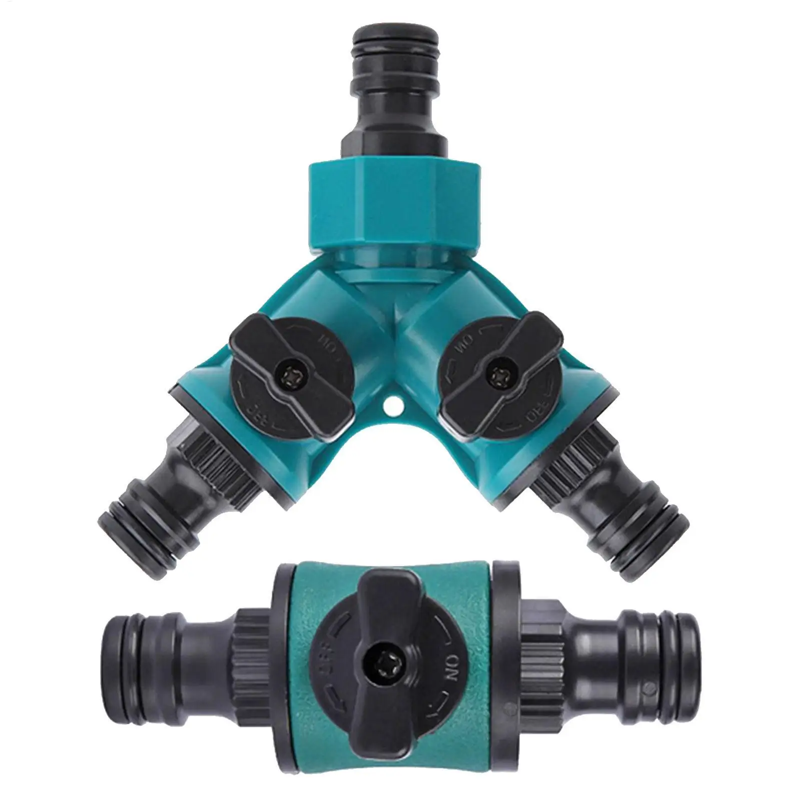 2 Way Garden Hose Splitter Garden Hose Connector with Faucet Watering Shut Off for Landscaping Flower Planting Irrigation
