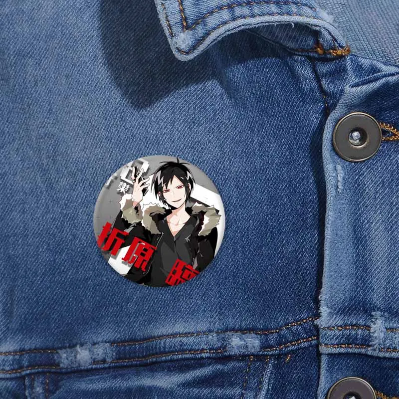 Anime Peripheral Gifts Izaya Orihara Shizuo Heiwajima Celty Badge Durarara Enamel Pins Cartoon Round Brooch Bag Hat Accessories