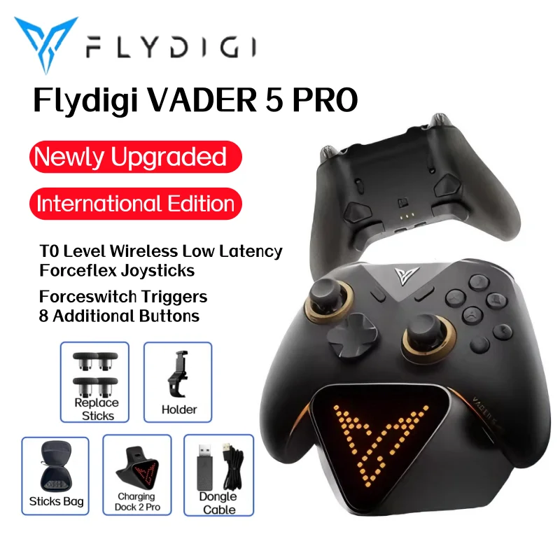 Flydigi Vader 5 Pro contr�leur de jeu 8 boutons suppl�mentaires haut niveau Ultra-basse latence FORCESWITCH d�clencheurs manette de jeu sans fil
