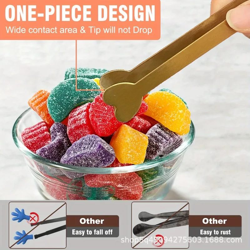 4/6PCS Stainless Steel Heart-Shaped Mini Tongs for Sugar/Ice Cubes Tea Party Wedding Coffee Bar Gift for Valentine's Day YUZI view 3