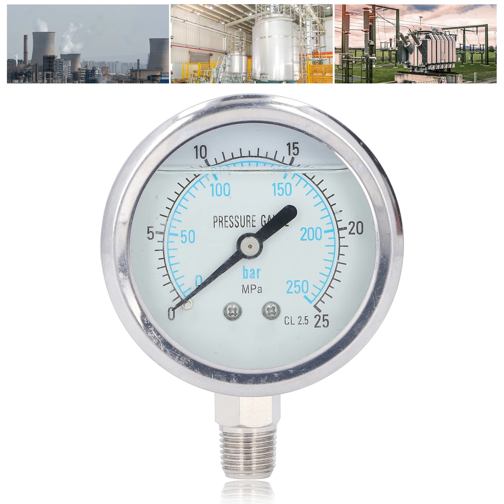 

Вакуумный манометр, вакуумный манометр, прозрачный корпус из нержавеющей стали для промышленного домашнего хозяйства, вакуумметр 1/4 дюйма NPT