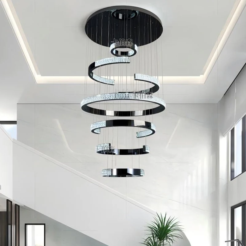 Home Decoration Hall Crystal Chandelier Staircase Chandelier Indoor Lighting Fixtures Ceiling Lights Banquet Hall Exquisite