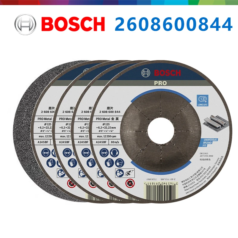 BOSCH 2608600844 5Pcs Set PRO Metal Grinding Disc 125x6.3x22.23mm Abrasive Grinding Wheel for 125mm Angle Grinder