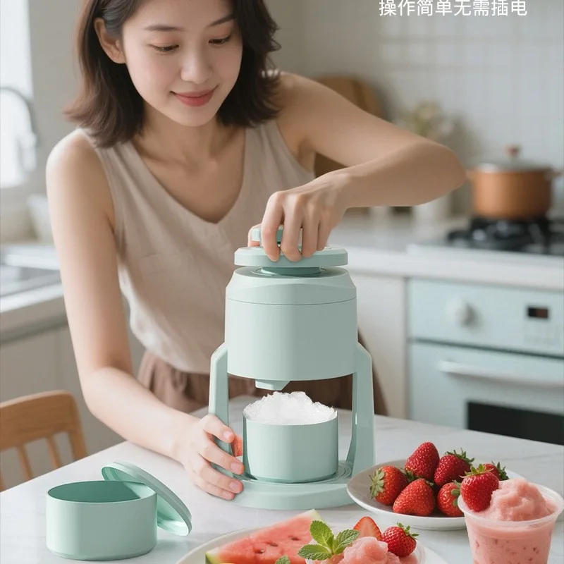 Manual Ice Shaver Household Mini Hand Crank Ice Crusher Portable Snow Cone Machine for Shaved Ice Smoothies
