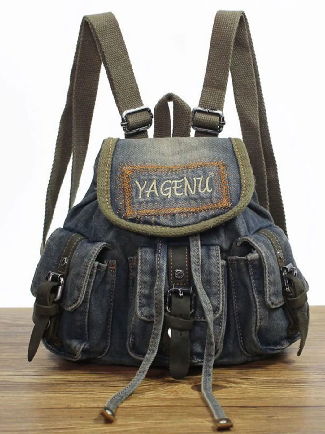 JIAERDI Vintage Denim Backpack Women Retro Letter Embroidery Casual School Bag Backpacks Female Harajuku Y2k Mochila Aesthetic