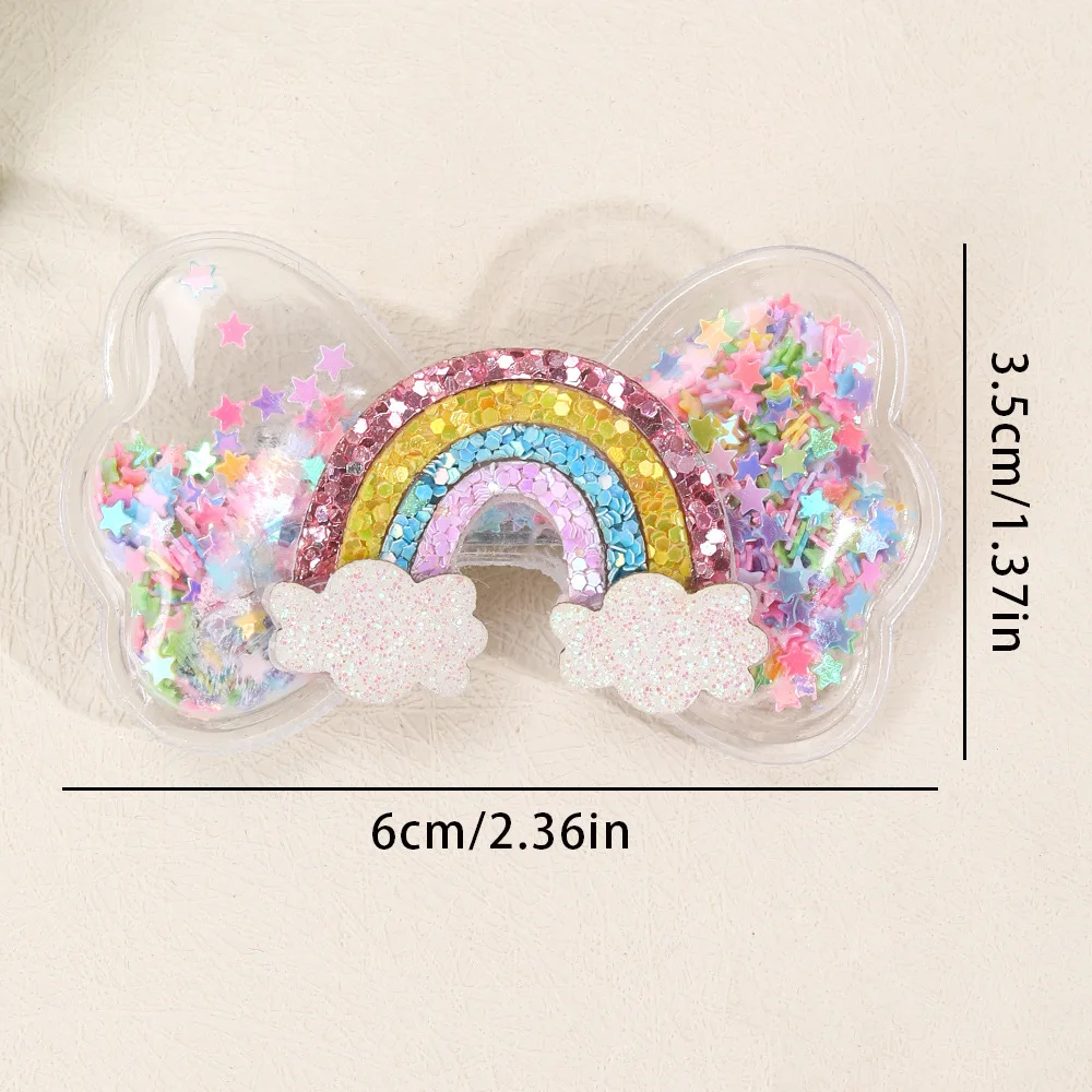 36pcs Kids Sequin Quicksand Hair Clips Baby Princess Rainbow Hairpins BB Barrette Girl's Star Hair Clamp Pins Baby Headwear Bulk
