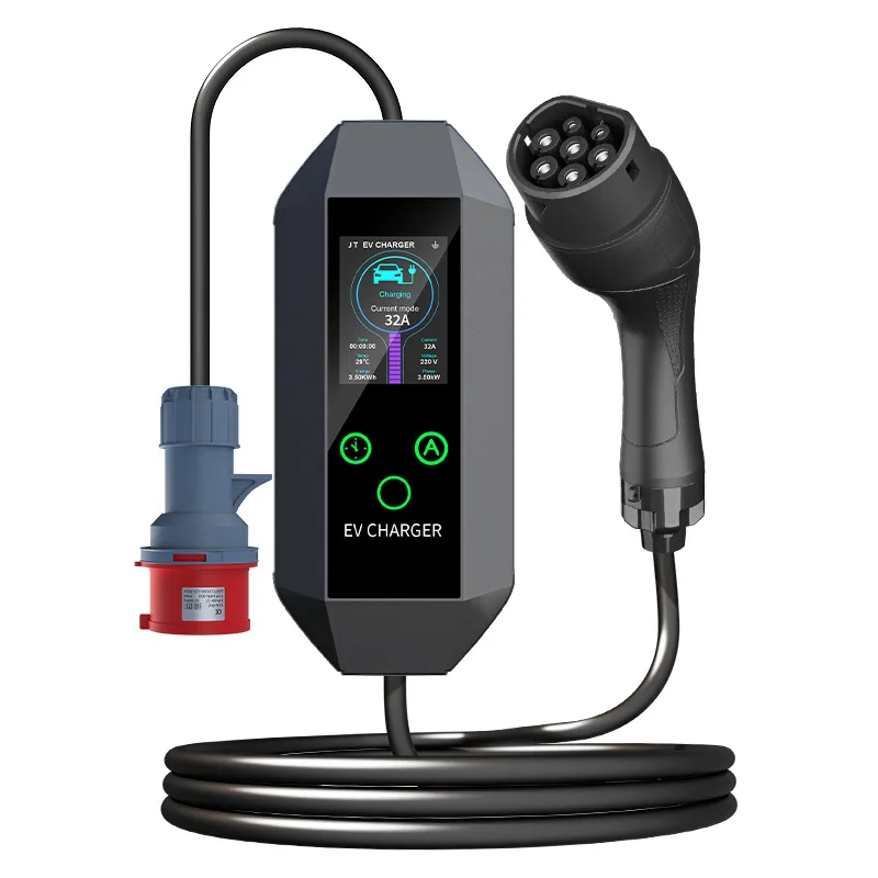 New energy tram charging pile European standard 11kw32a household portable charging gun