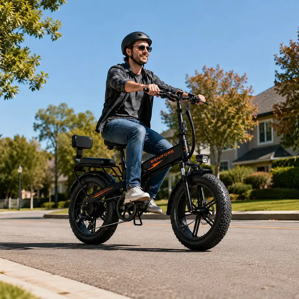 Electric Bicycle Benifore X1T Pro 20" Tire Top Speed 35Mph Fully Suspended Adult Electric Bike 48V 20Ah Battery Dual Disc Brakes 90NM Max Range 65Miles LCD Display New image 5
