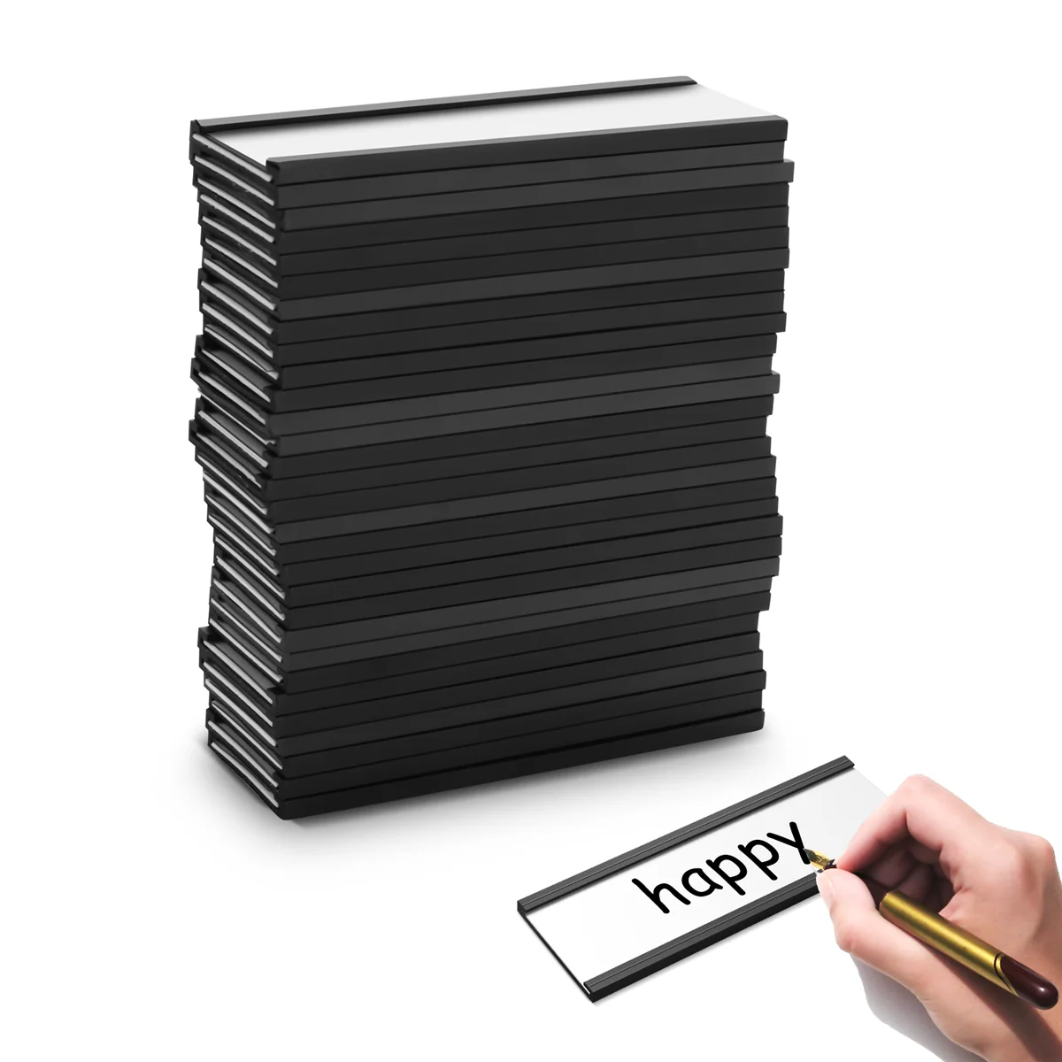 X11A 30Pcs Magnetic Label Holders with Magnetic Data Card Holders with Clear Plastic Protectors for Metal Shelf (1 x 3 Inch)