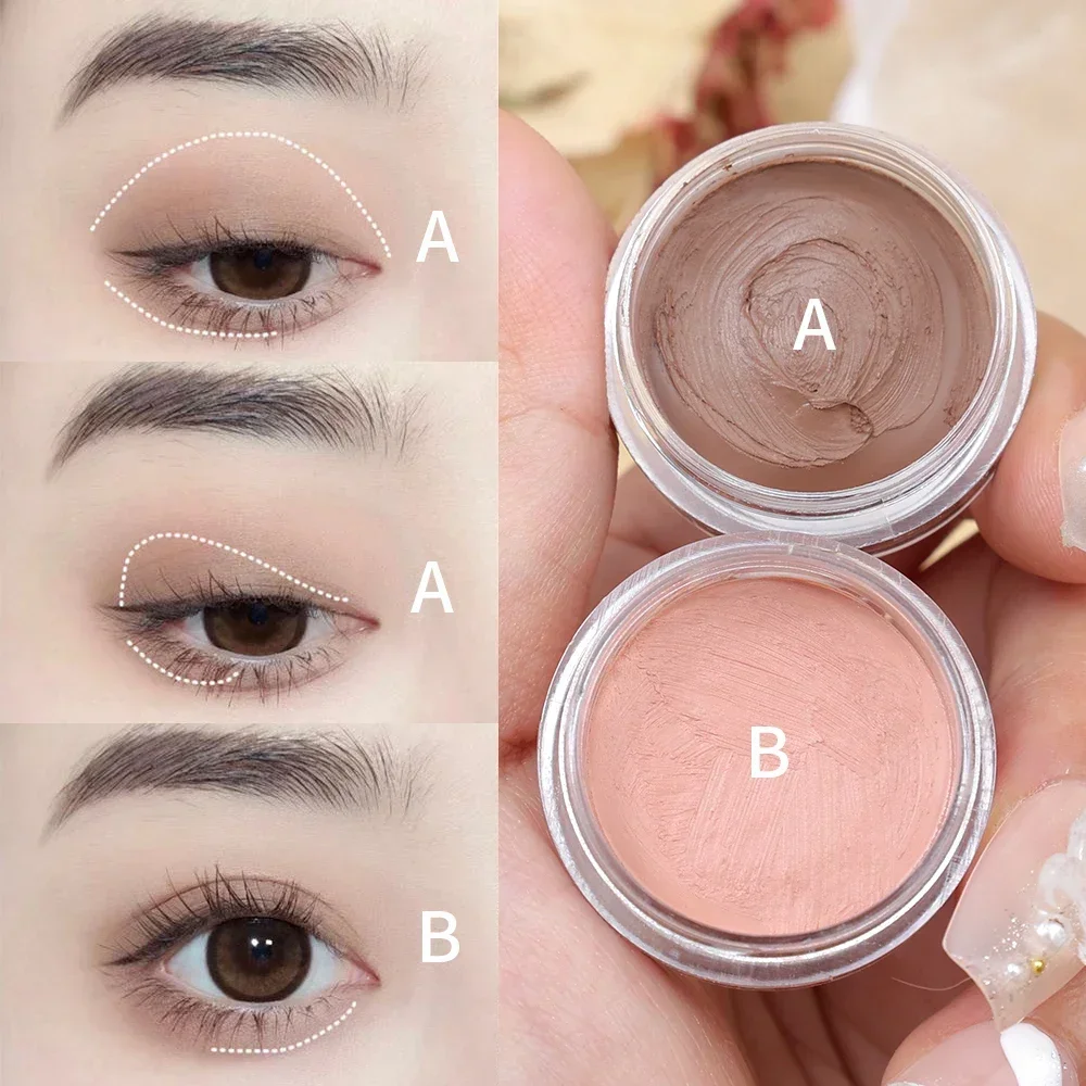 Matte Nude Eyeshadow Cream Waterproof Silky Smooth Eye Shadow Primer Pigment Long Lasting Monochrome Peach Pink Brown Eye Makeup