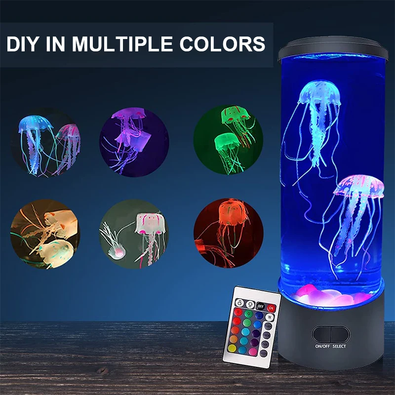 Creative Jellyfish Light Led Aquarium Night Light Multicolor Lighting Remote Control Fantasy Bedside Lamps Christmas Gift ForKid