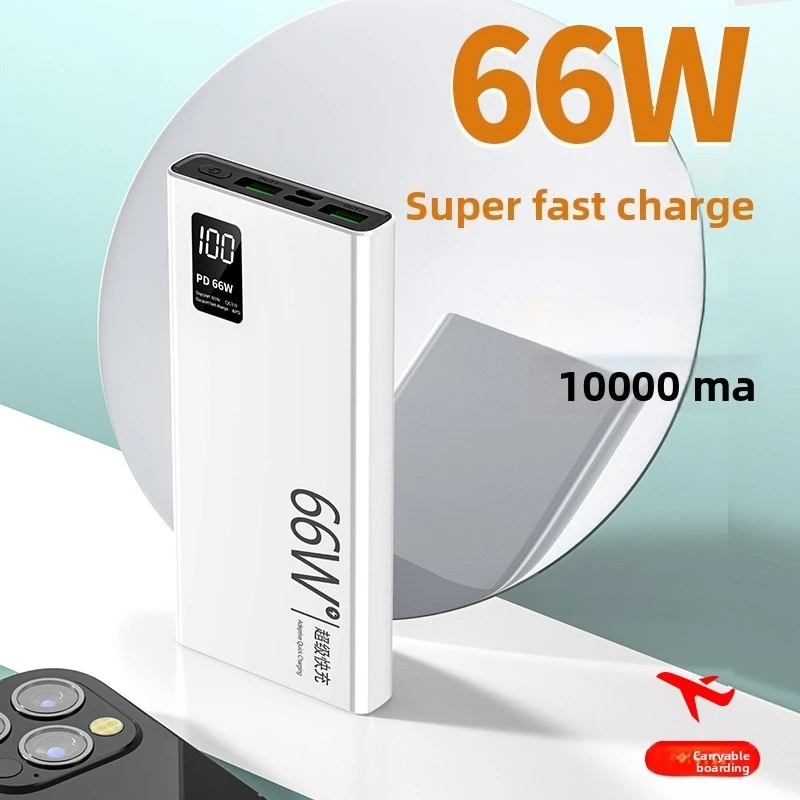20000mAh 66W Ultra-thin Fast-charging Power Bank LED Digital Display Portable Battery Suitable for IPhone Huawei Xiaomi
