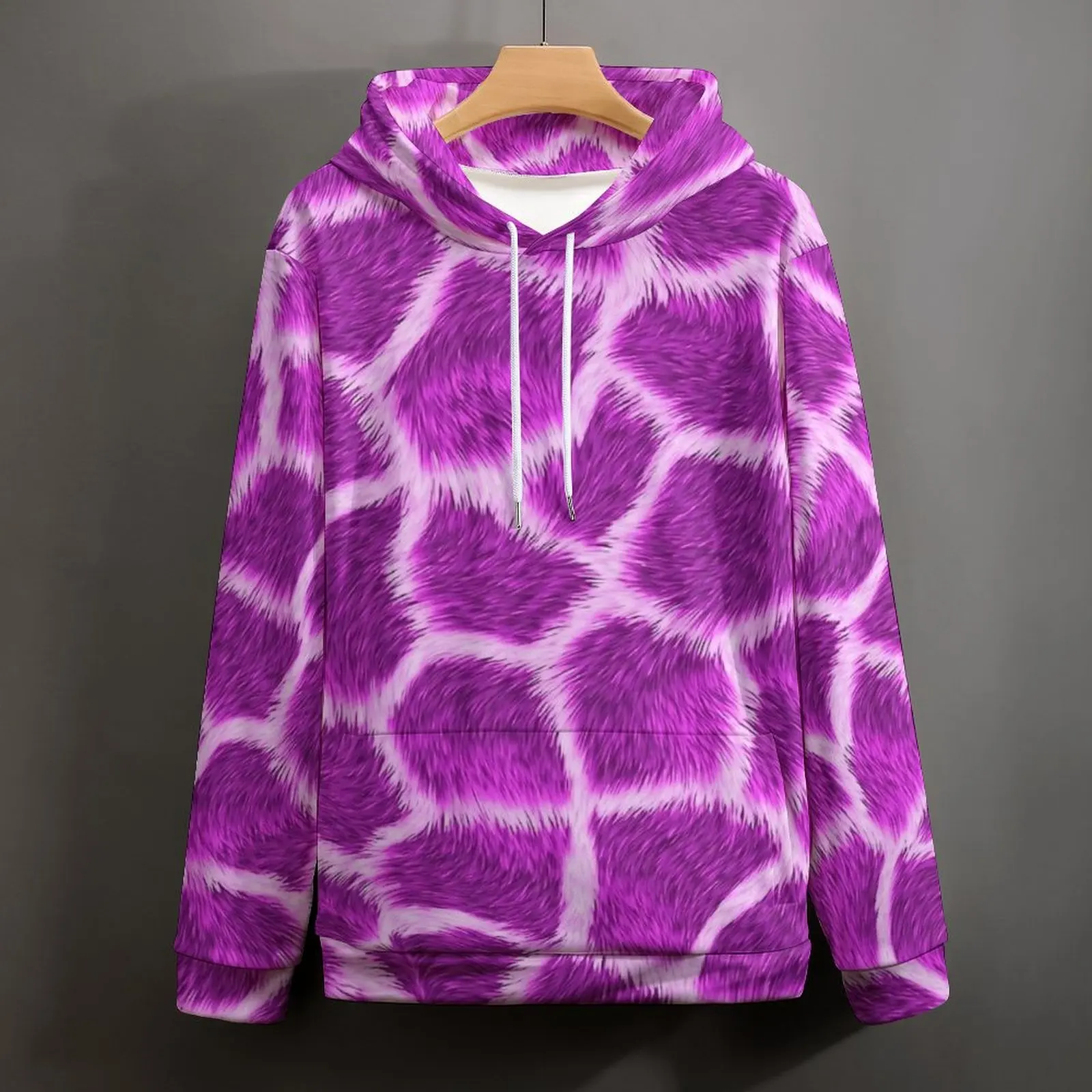 Fuchsia Giraffe Print Hoodies  Hip Hop Oversize Hoodie Women Long Sleeve Cute Graphic Casual Hooded Sweatshirts