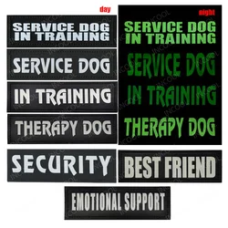 Service Dog Patch Tactical Combat Therapy in Training Dog Reflective Badge Hook Back Patches For Dogs Pets Harness Vest