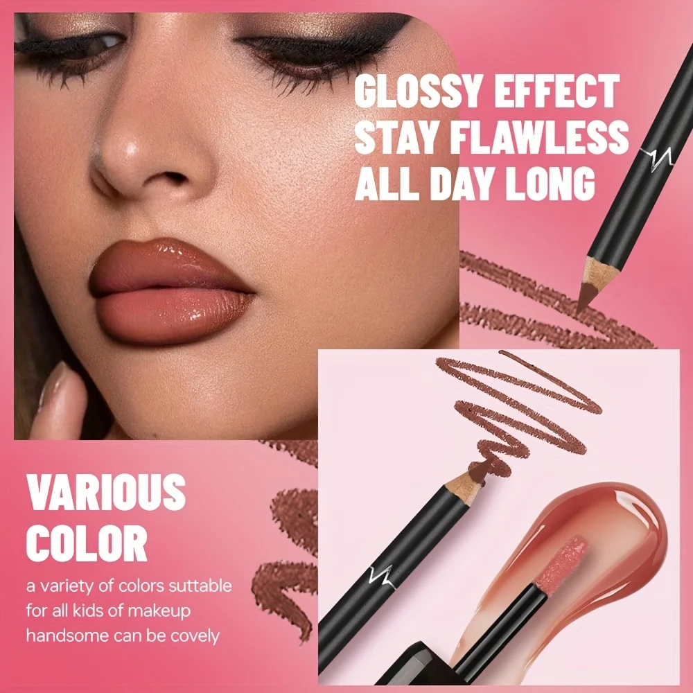 Zestaw błyszczyków i konturówek do ust Pudaier, nawilżający, długotrwały, wodoodporny, nie rozmazujący się makijaż ust, gładki zestaw do ust dla kobiet