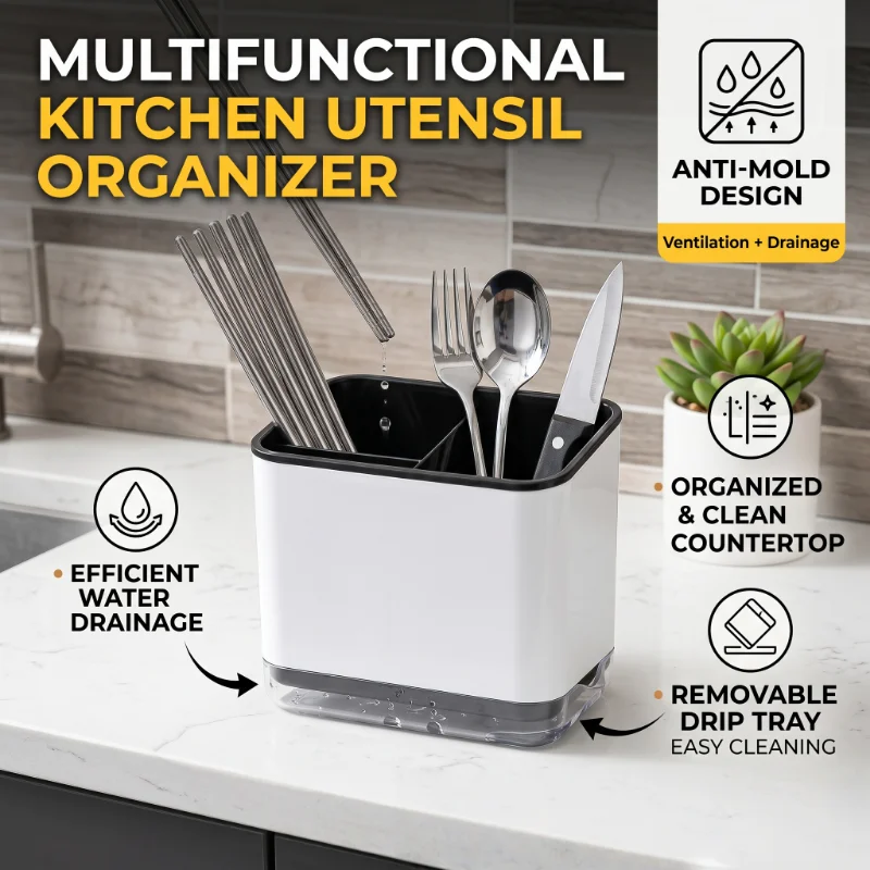Household Multi-Functional Tableware Rack, Kitchen Tableware Drain Rack, Chopsticks Rack, Spoon, Chopsticks, Fork, Storage Rack