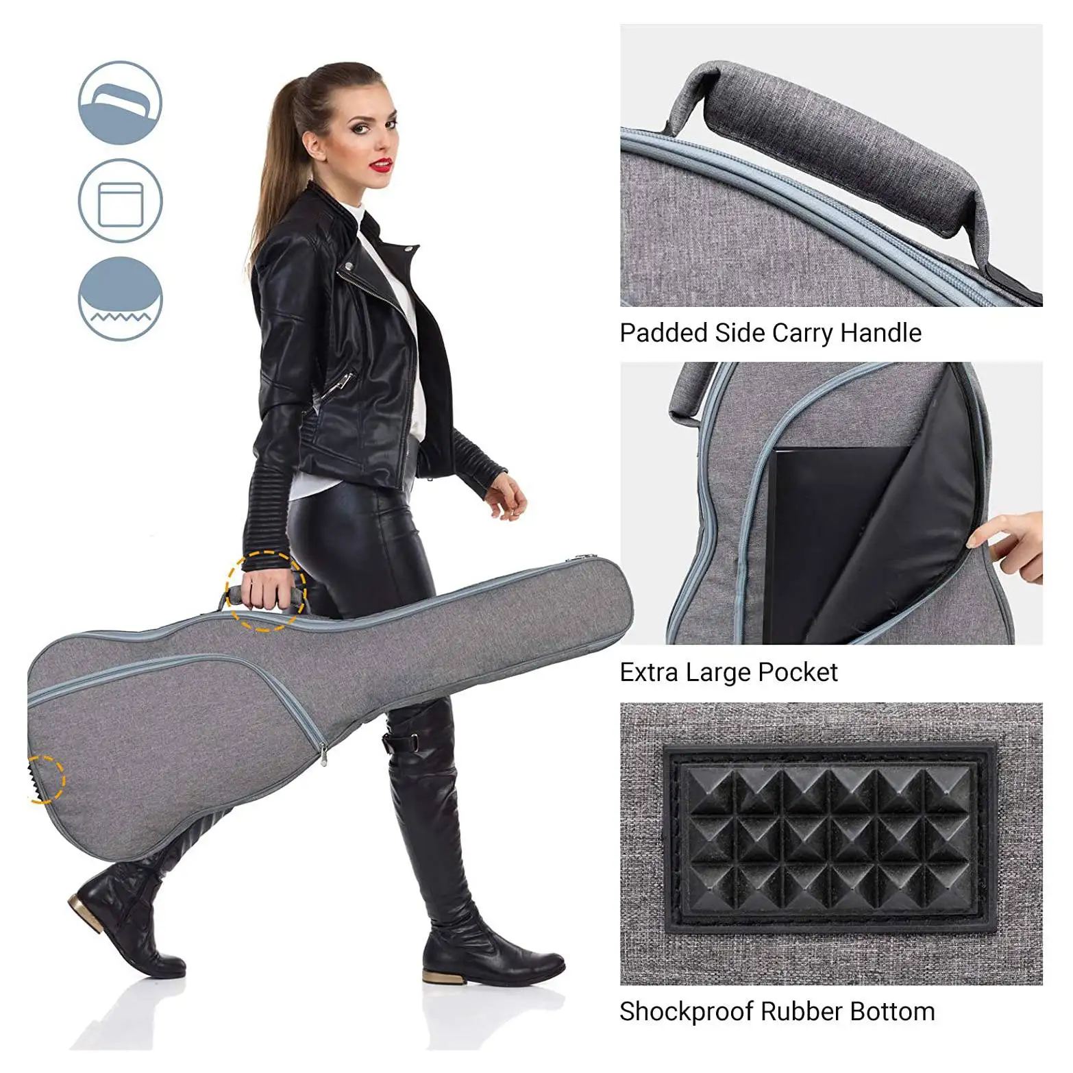 Electric Guitar Gig Bag 12MM Padding Dual Adjustable Shoulder for Electric Guitar Bass Guitar Classical Guitar and More