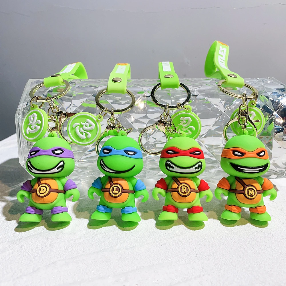 In Stock Teenage Mutant Ninja Turtle Keychain Cartoon Tortoise Keyring Leo Raph Mikey Don Boy Girl Key Chains Children Gifts