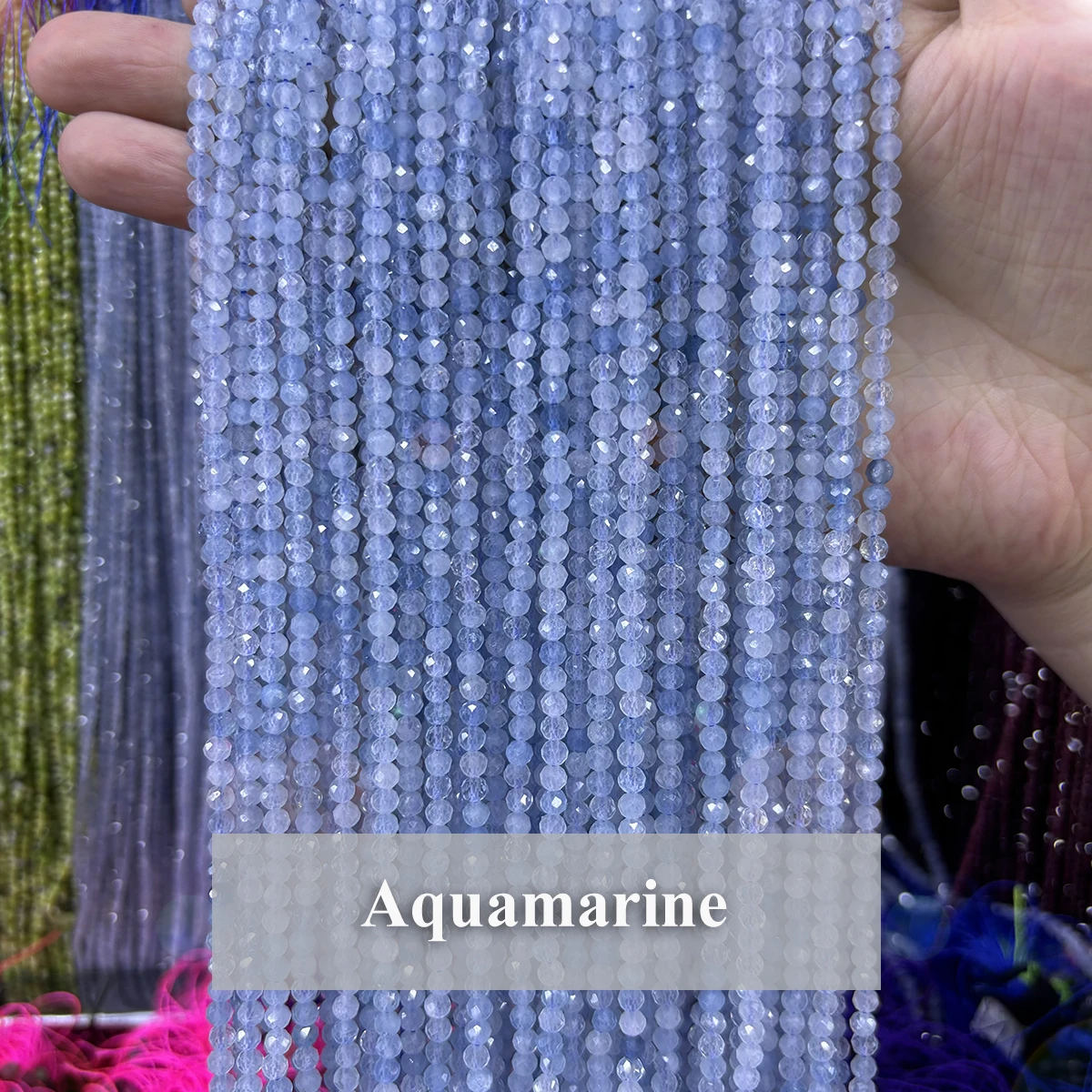 Faceted Natural Aquamarine Beads 2 3 4mm High Quality Loose Gemstone Beads for DIY Making Bracelet Necklace Jewelry Accessories