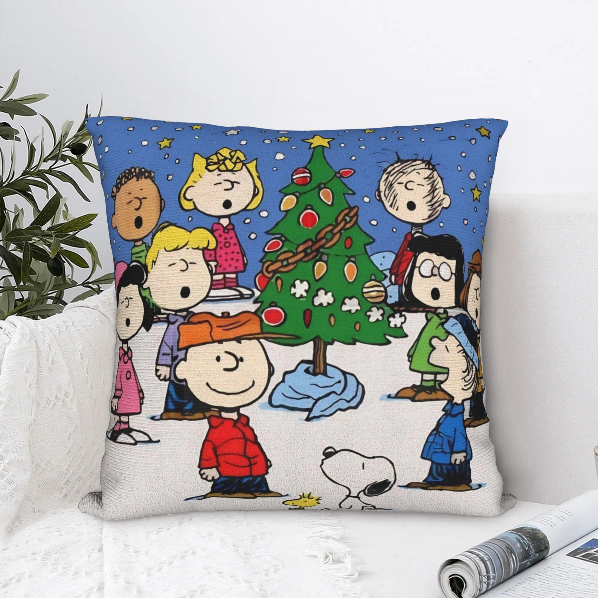 S-Snoopys Xmas Christmas Tree Pillowcase Polyester Cushion Cover Gift  Throw Pillow Case Cover Home Dropshipping 18'