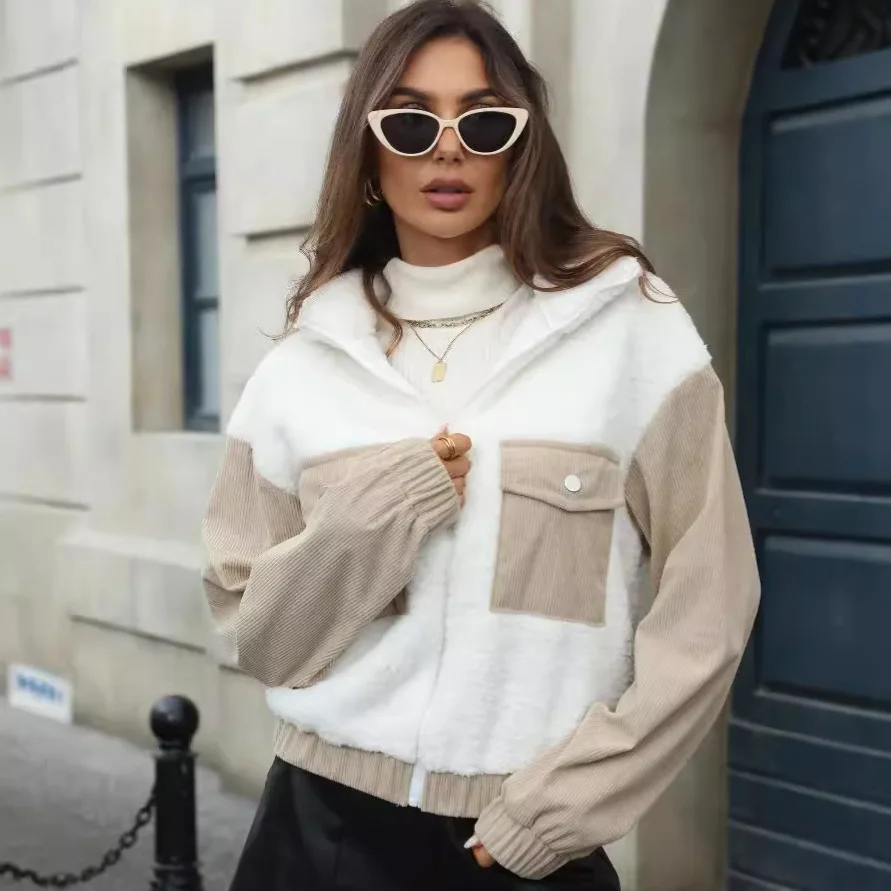 

Женская плюшевая вельветовая куртка, новинка 2025 года, кардиган на подкладке шерпа, уютное пальто, одежда для дома