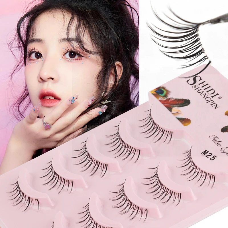 SHIDISHANGPIN Natural Mink Eyelashes 3/5 Pairs Manga Lashes Fluffy Wispy 3D Mink Lashes Daily Dating Makeup False Eye Lashes