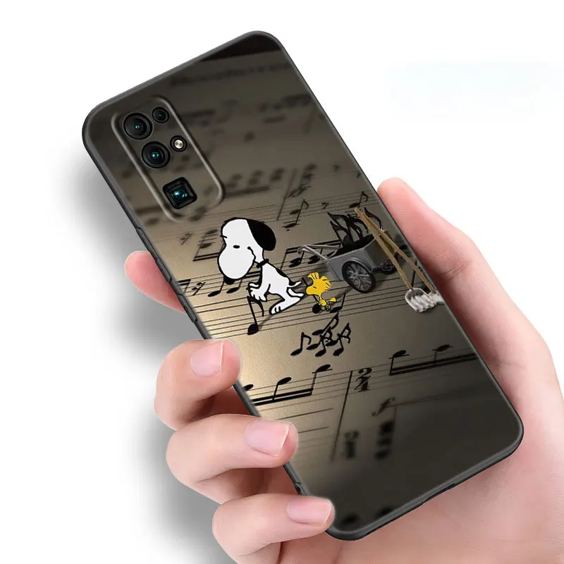 Cartoon-S-Snoopy-Doges Black Phone Case For Honor 70 90 Lite X40 GT X50 i X5 Plus X6A X6S X7A X8A X8B X6 X7 X8 X9 4G X9A X9B 5G