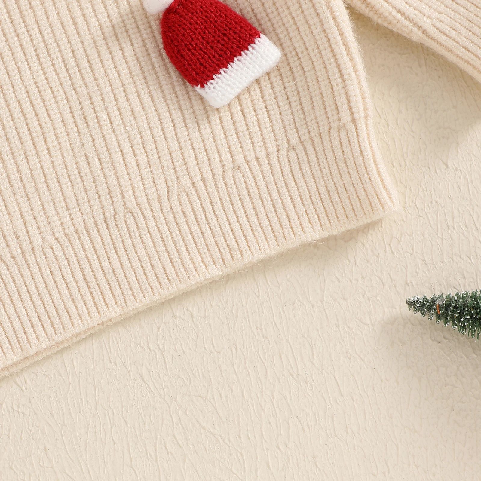 Baby Christmas Sweater Casual Letter Embroidery Santa Hat Warm Knitted Pullover Infant Knitwear for Toddler 0-3 Years