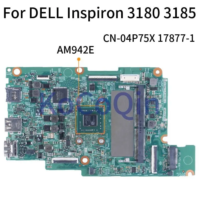 AM942E For DELL Inspiron 3180 3185 Notebook Mainboard 04P75X 17877-1 128GB SSD DDR4 Laptop Motherboard NEW