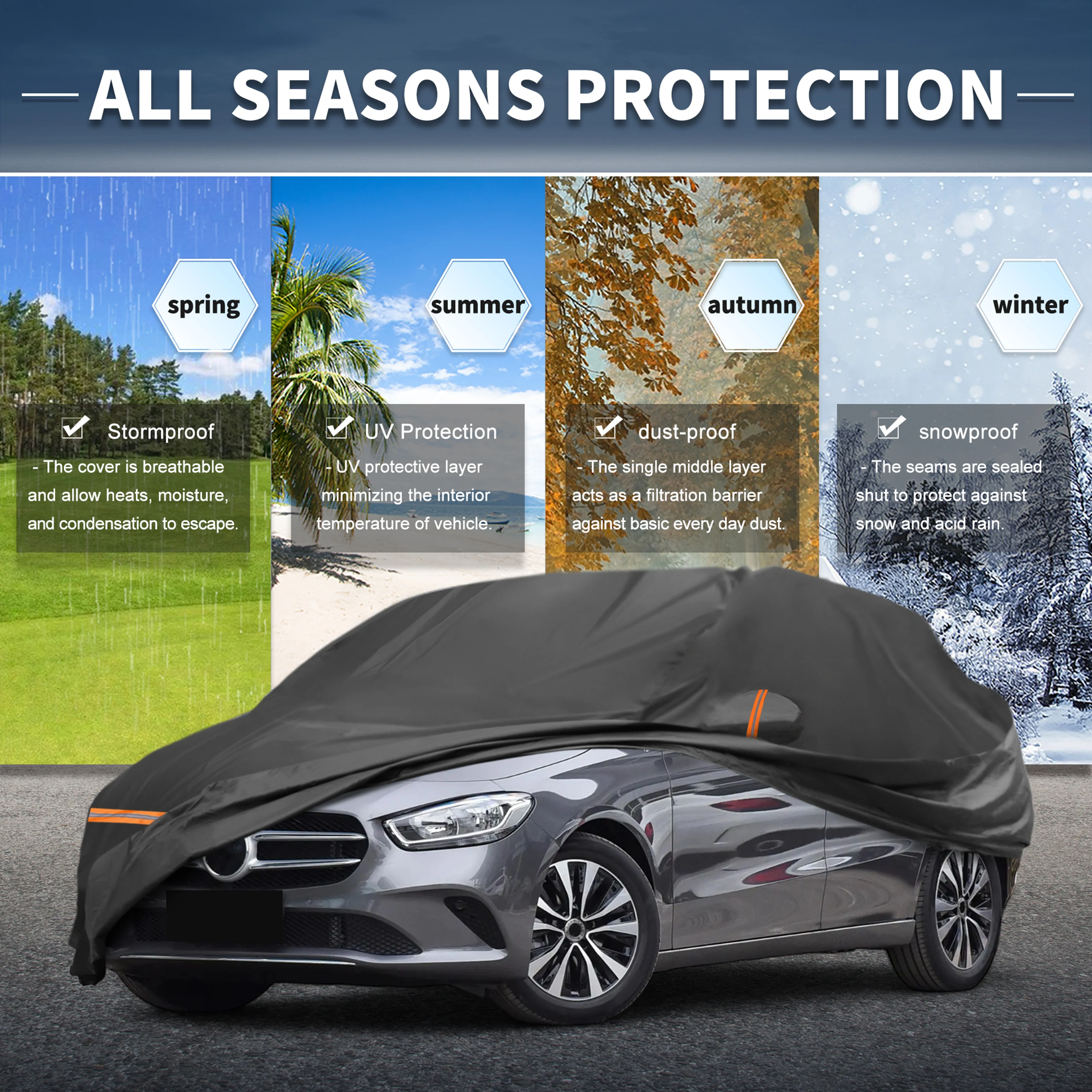 UXCELL Car Covers for Mercedes-Benz B-Klasse 2011-2022 PEVA Car Cover All Season Waterproof Exterior Protector 450x180x145cm