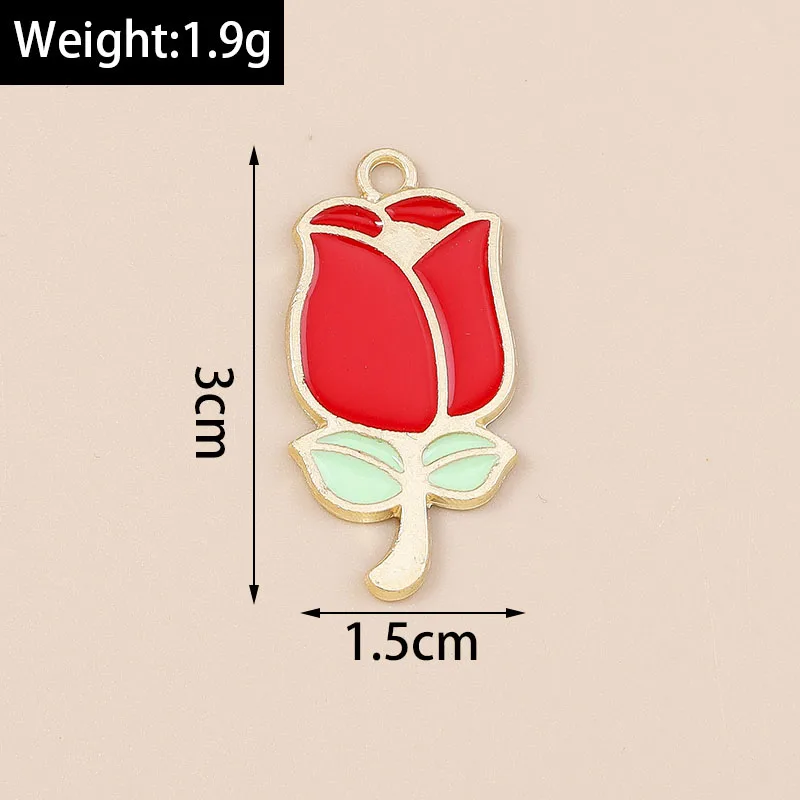 Leslie 10 Stück neue romantische Emaille rotes Herz Charms Valentinstag Schmuck Kuss Mund Herz Rose Anhänger für DIY Schmuckherstellung – Detail 14