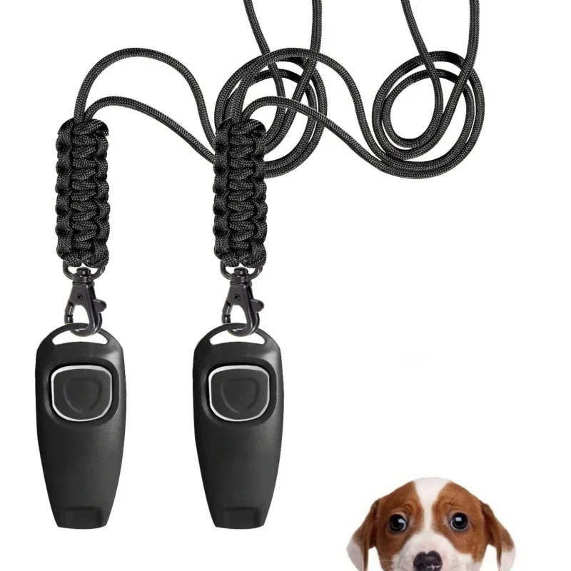 

2-in-1 Dog Training Clicker & Whistle Portable Pet Obedience Trainer Click Puppy Sound Key Chain Training Aid Tools Pet Supplies