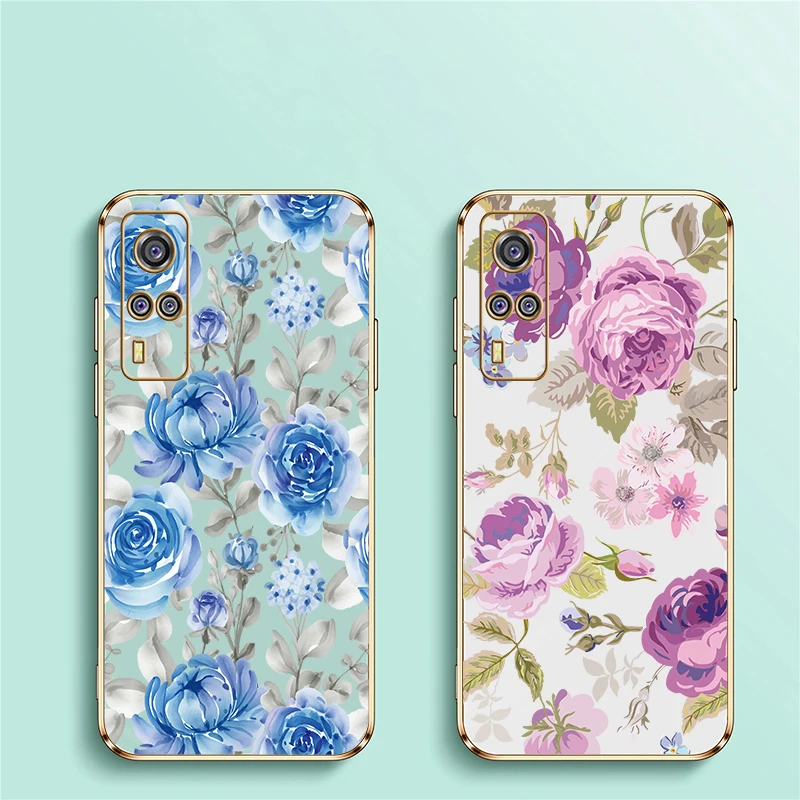 Plating Silicone Phone Case For Vivo Y01 Y12 Y12i Y11S Y11 Y15 Y15A Y15S Y9S Y5S Y03T Y02S Y02 Shockproof Flower Pattern Cover #2