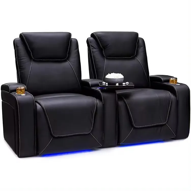 Modern Home Theater Genuine Leather Sofa Top Grain Leather First Class Space Capsule Electric Function Single Double for Villa