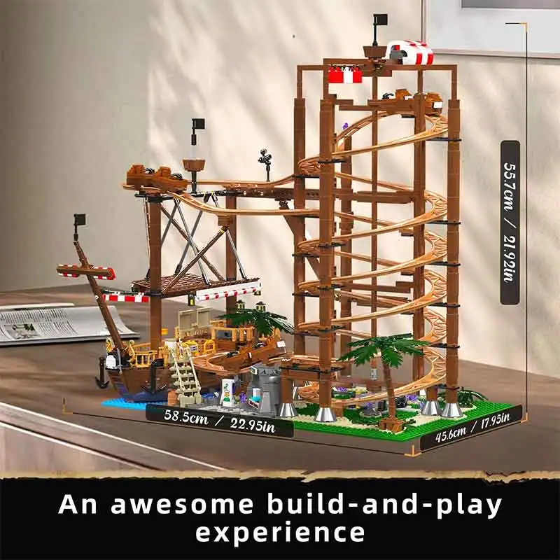 Mould King 11013 MOC Coaster & Pirate Ship Building Blocks Bricks, Creative Model, Wonderful Christmas Gift for Fans
