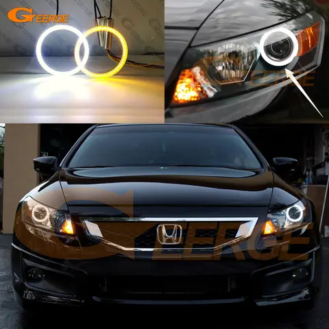 Para honda accord coupe 2008 2009 2010 2011 2012 excelente ultra brilhante a/w switchback drl sinal de volta led anjo olhos halo anéis