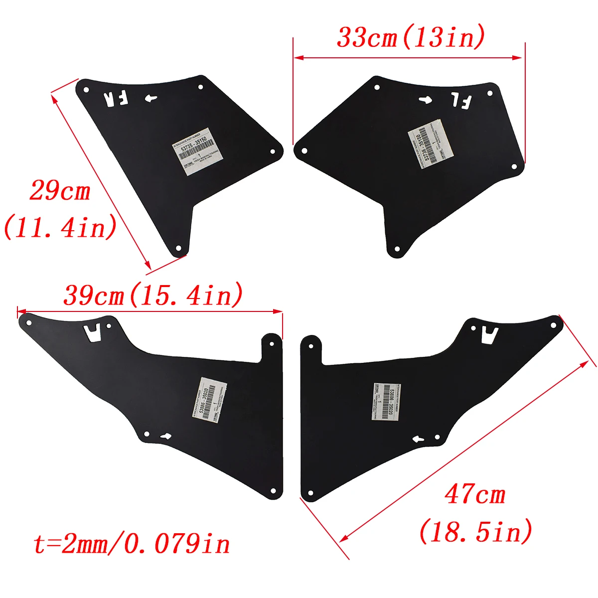 Set of 4 Splash Shield for Land FJ Cruiser Prado J120 J150 Fender Liner Apron Splash Seal Mud Flaps Flap Skirt Splash Guards Liners