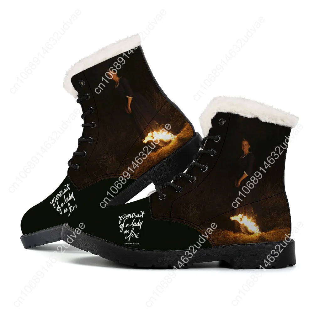 

Portrait Of A Lady On Fire Plush Boots Mens Womens Teenager Shoes Casual Boot Outdoor Light Print on Demand Customize Shoe