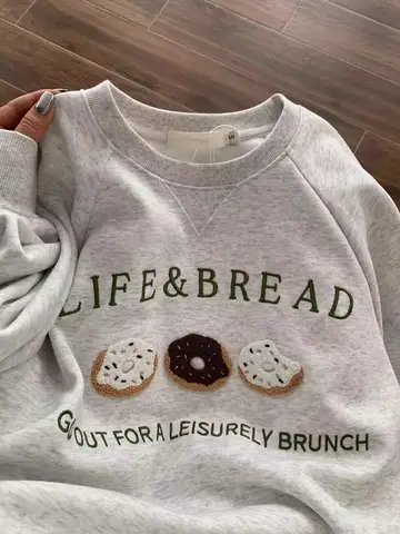 루즈핏 스웨트셔츠 루즈핏 라운드넥 자수 얇은 미국 스타일 루즈핏 커플 브랜드 없음 청소년 캐주얼 트렌디 라운드넥 자수 얇은 남성용 스웨트셔츠 후드티 스웨트셔츠