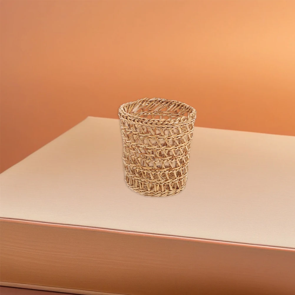

Straw Woven Heat-insulated Cup Set Coffee Cups Cover for Bottle to Weave Light Brown Sleeves Reusable