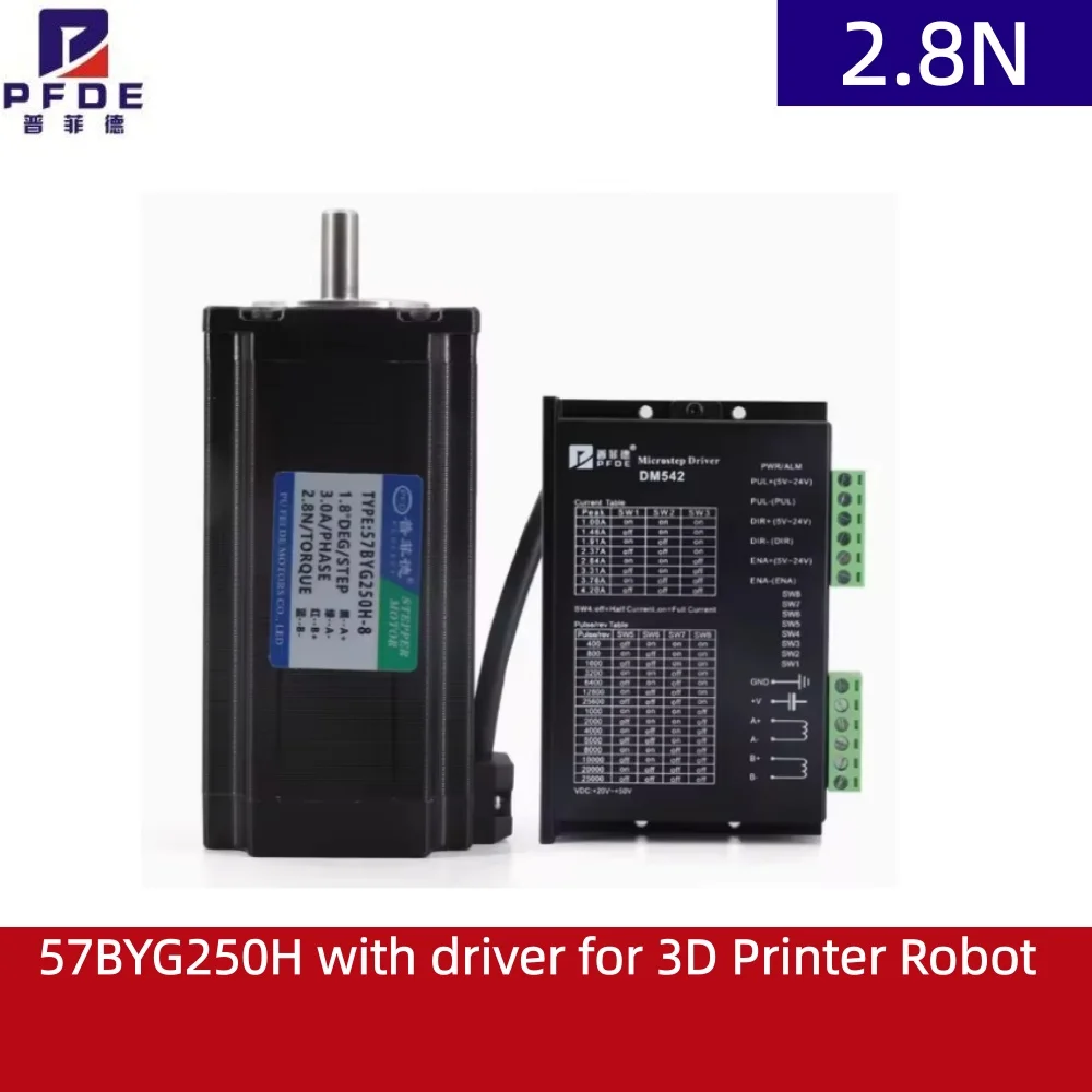 57BYG250H 4-Lead Nema 23 Stepper Motor 57x112mm 2.8N with TB6600 Driver for 3D Printer Robot - 3 Axis Stepping Motor Set