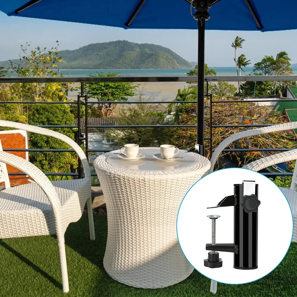 Tragbare Regenschirmhalterung, Sonnenschirmhalter, rostfrei, für Gartenschirme, Befestigungsclip, Halterung für Garten, Innenhof, Balkon