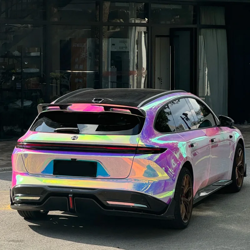 Premium Gloss Colorful Rainbow Holographic Chrome White Vinyl Wrap Film Self Adhesive Decal Sticker Automotive Car Wrapping Foil view 5