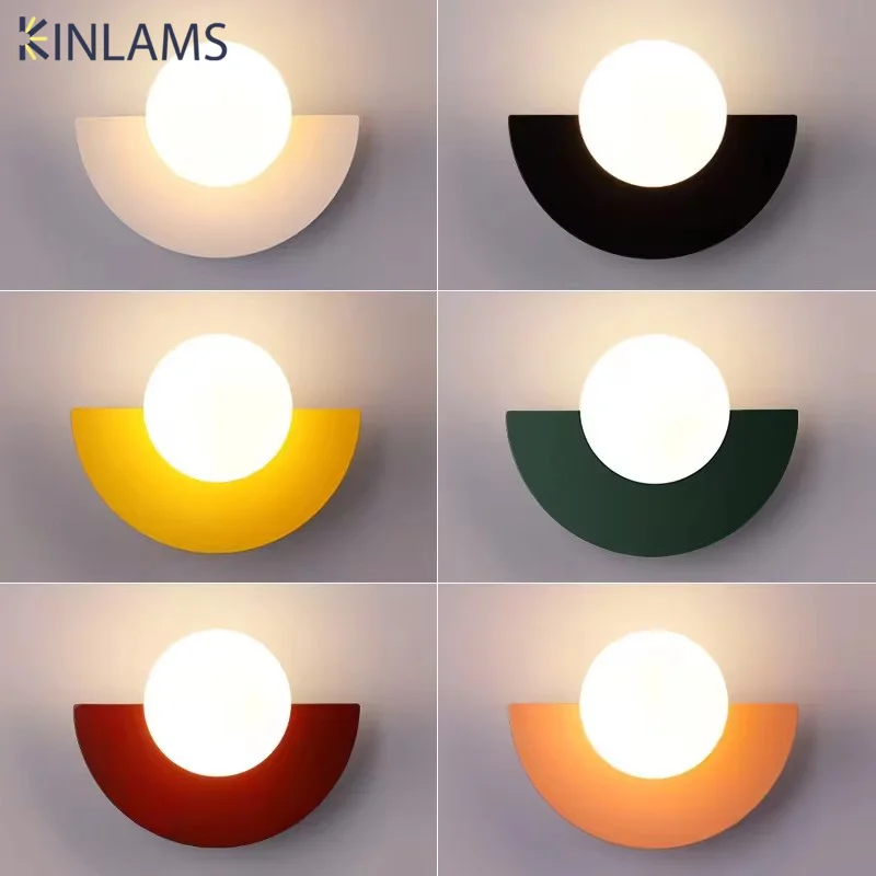 Modern Minimalist Seven Color Wall Lamp Macaron Children's Room Nordic Art Living Room Background Wall LED Lighting Fixtures