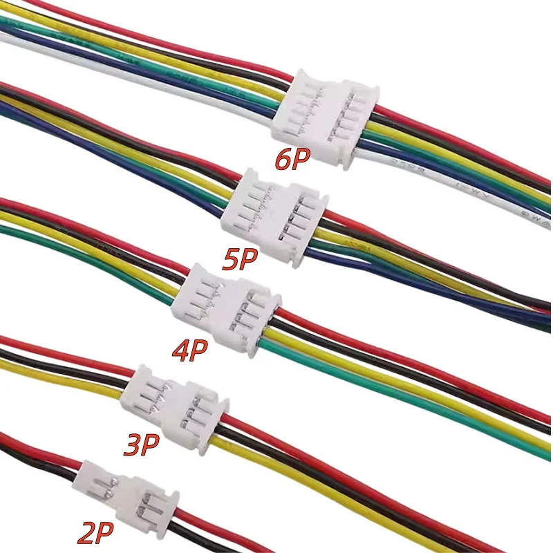 10Pairs JST 1.25 Male Female Wire Connector Pitch 1.25mm 2P 3P 4P 5P 6P JST Plug Jack Terminal Cable Connector Length 10CM 15CM