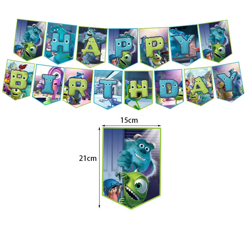 New Monsters University Theme Birthday Party Decoration Supplies Pull Banner Cake Flag Balloon Set Baby Shower Kid Girl Boy Gift